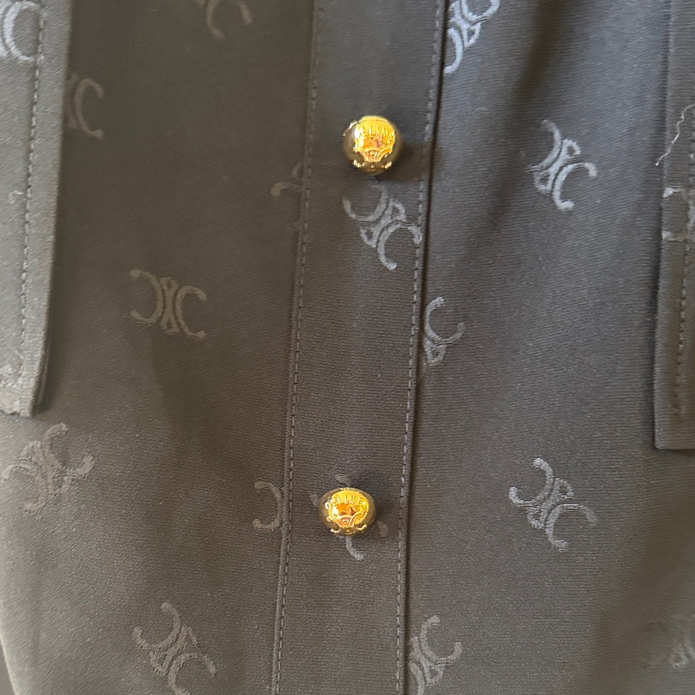 Celine-Black Dress with White Collar& Gold Celine Buttons-made in Italy-luxury - Picture 13 of 16